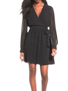 Charles Henry Printed Wrap Dress XS